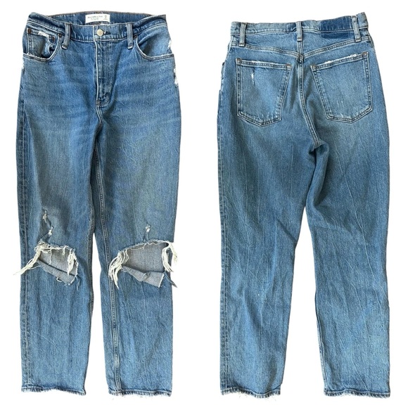 Abercrombie & Fitch The 90s Straight Ultra High Rise Jeans Curve Love 8/29 SHORT - Picture 1 of 10